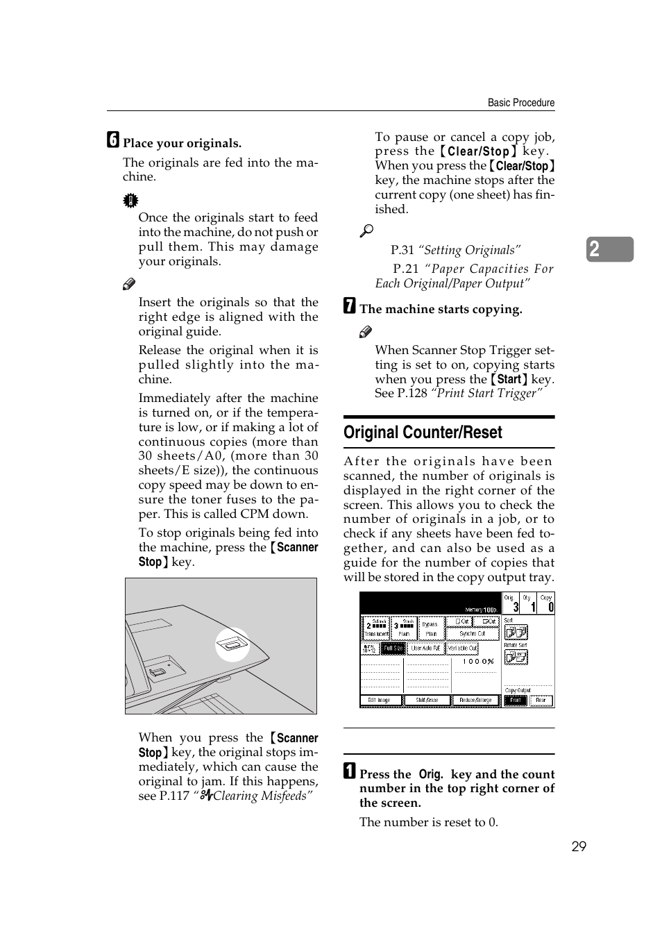 Original counter/reset | Ricoh Aficio 470W User Manual | Page 49 / 184