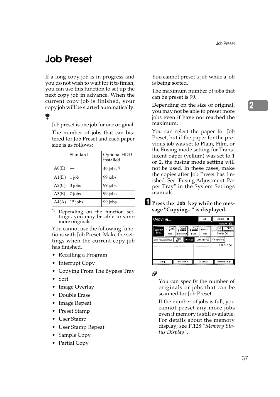 2job preset | Ricoh Aficio 470W User Manual | Page 57 / 184