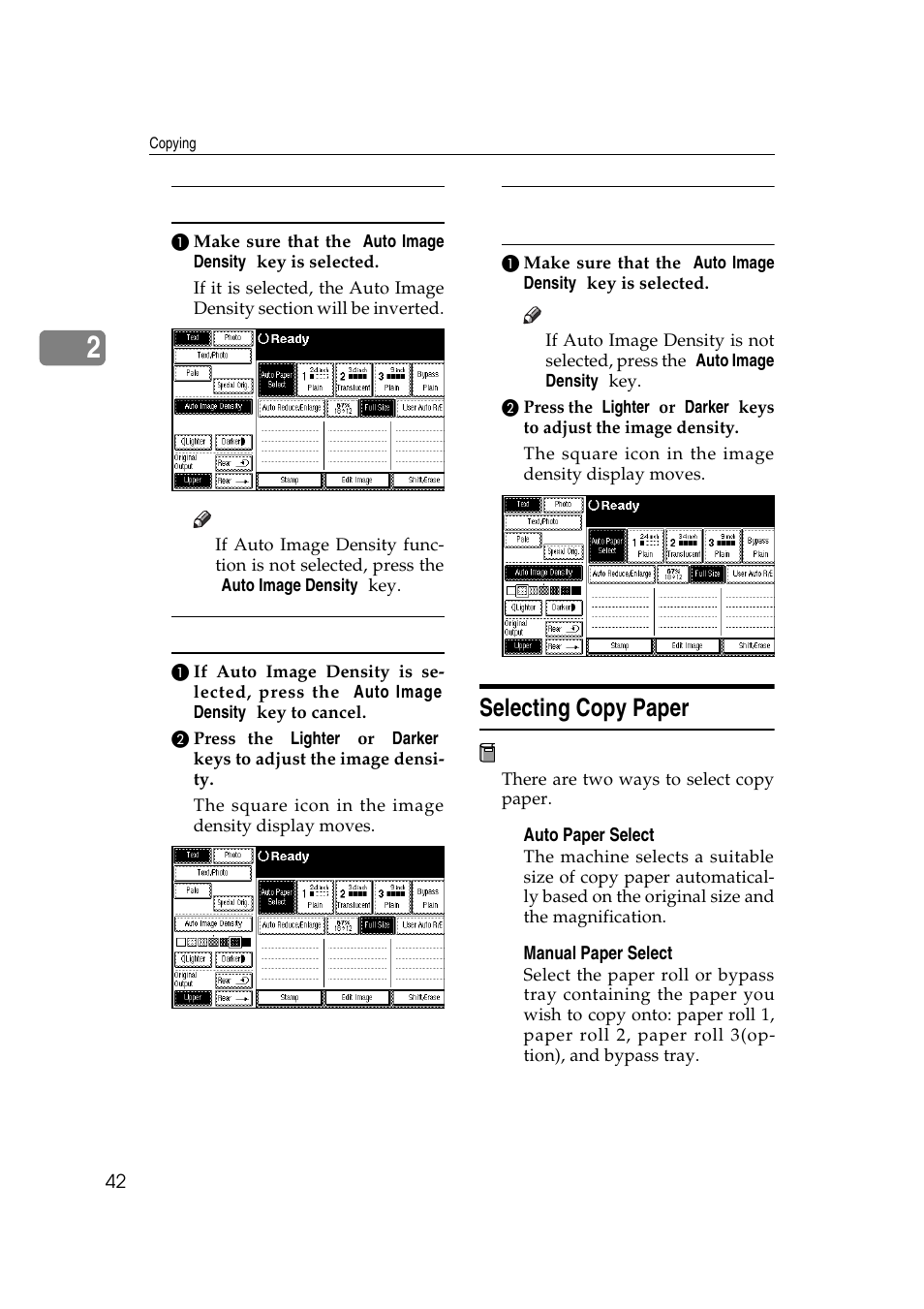 Selecting copy paper | Ricoh Aficio 470W User Manual | Page 62 / 184