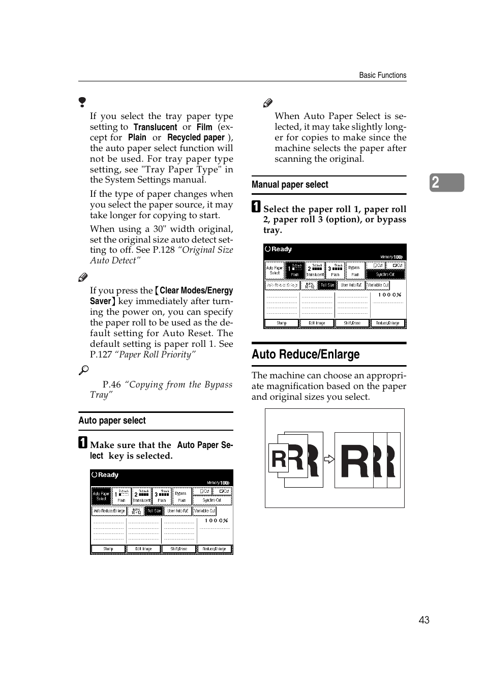 Auto reduce/enlarge | Ricoh Aficio 470W User Manual | Page 63 / 184