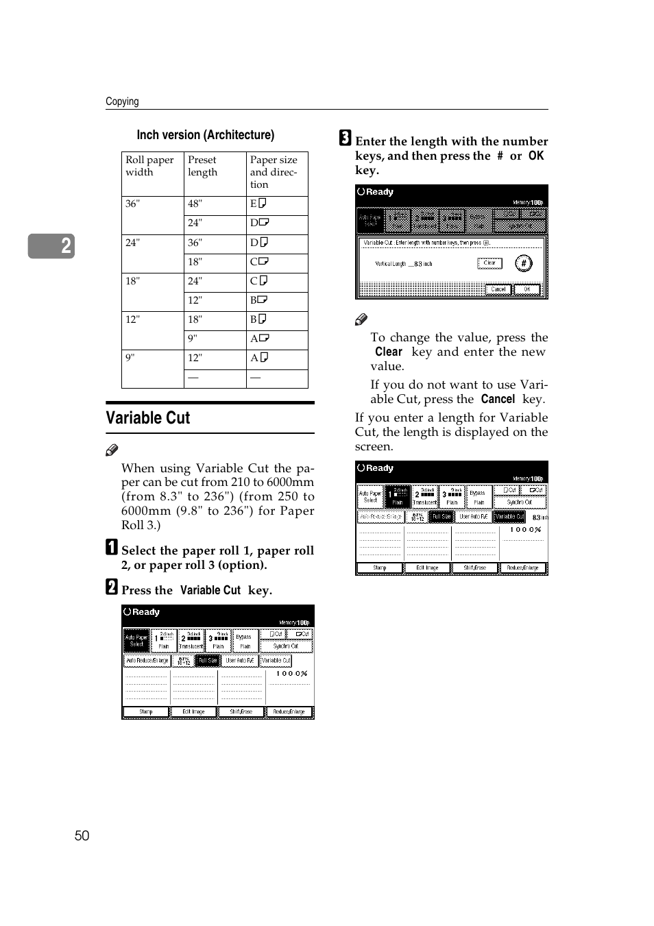 Variable cut | Ricoh Aficio 470W User Manual | Page 70 / 184