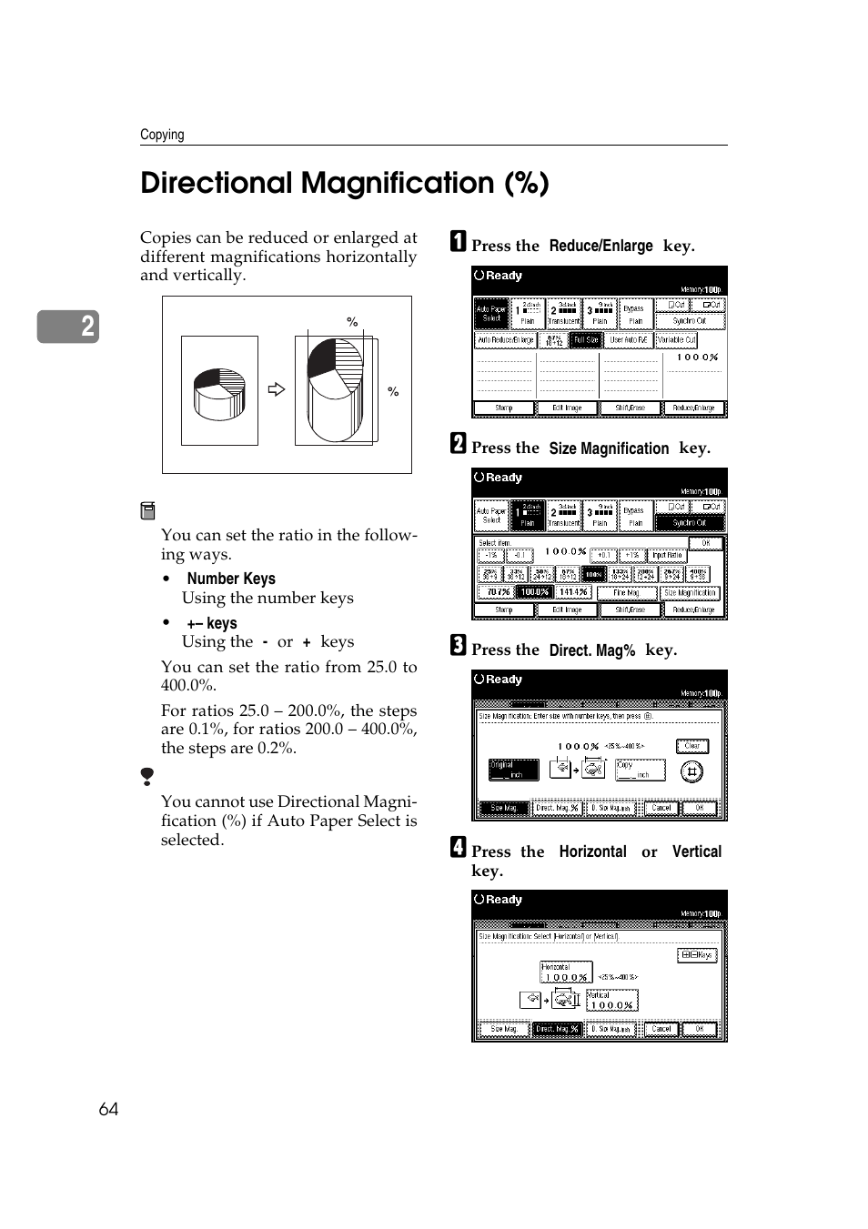 2directional magnification (%) | Ricoh Aficio 470W User Manual | Page 84 / 184