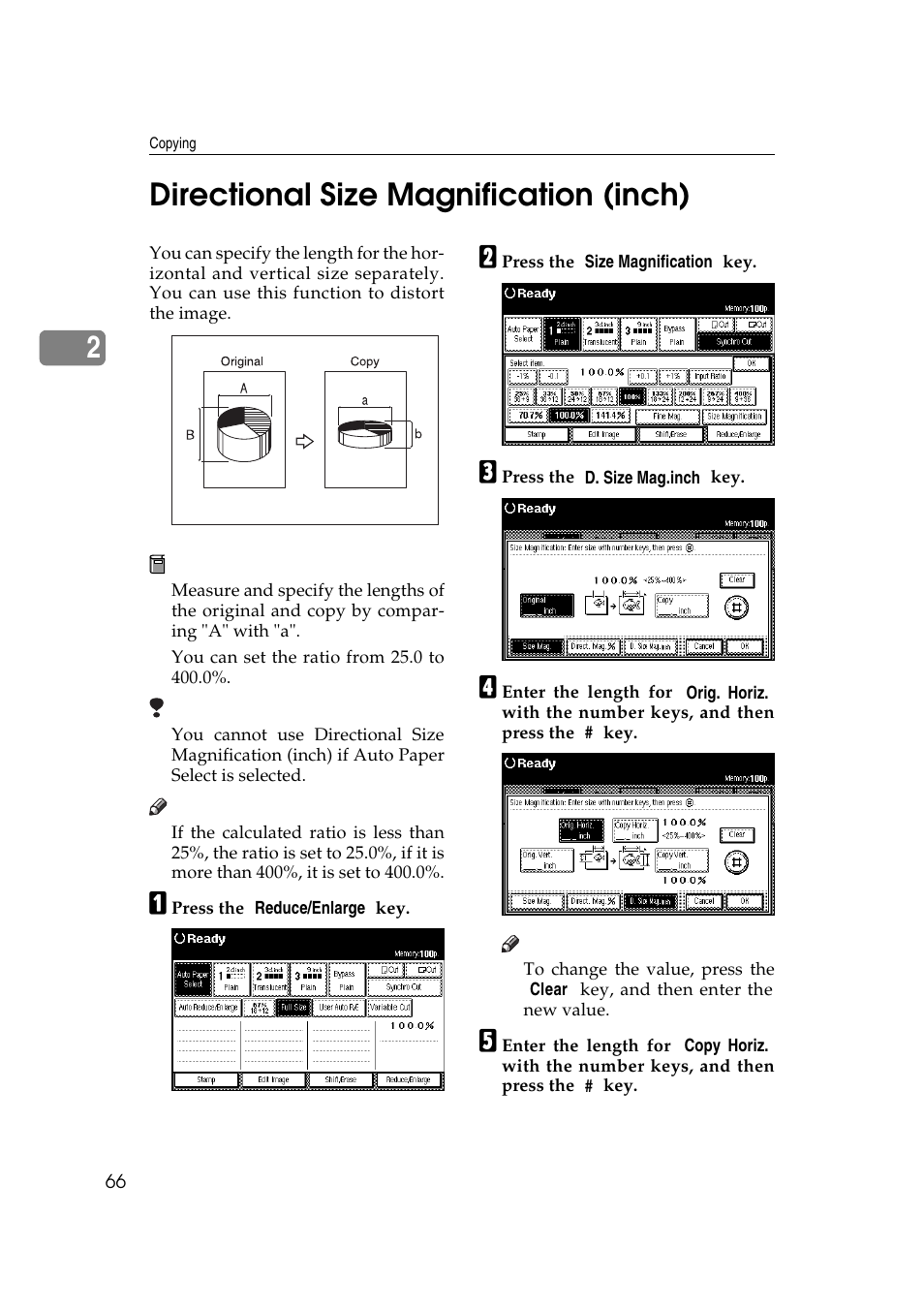2directional size magnification (inch) | Ricoh Aficio 470W User Manual | Page 86 / 184