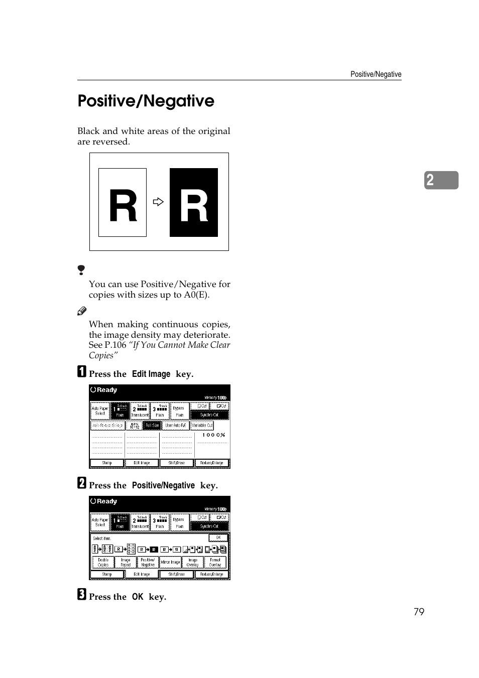 2positive/negative | Ricoh Aficio 470W User Manual | Page 99 / 184