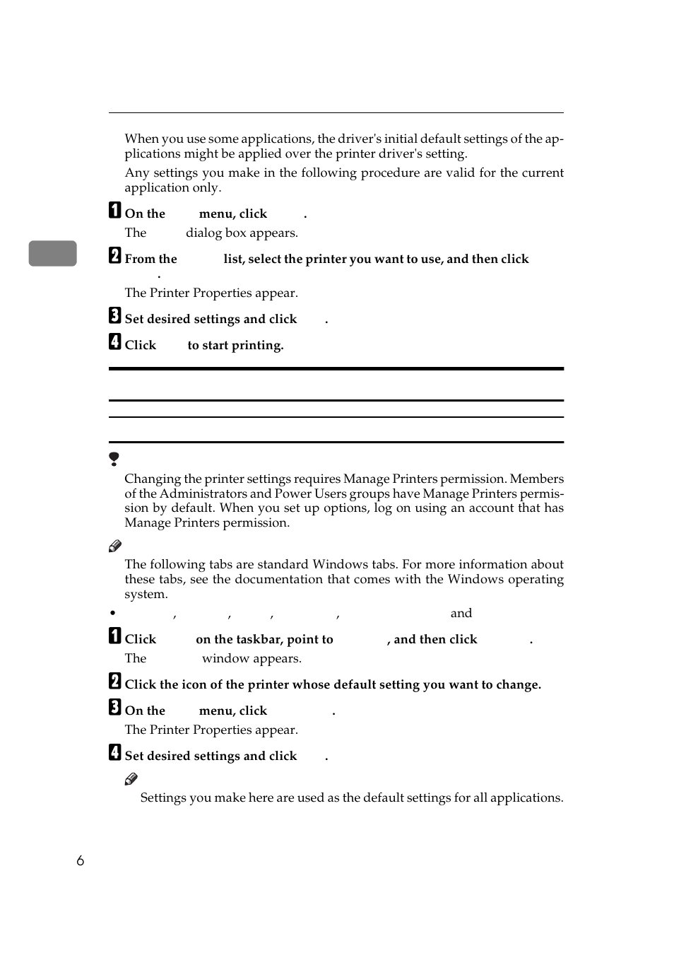 Windows 2000 - accessing the printer properties | Ricoh AP306 User Manual | Page 18 / 144