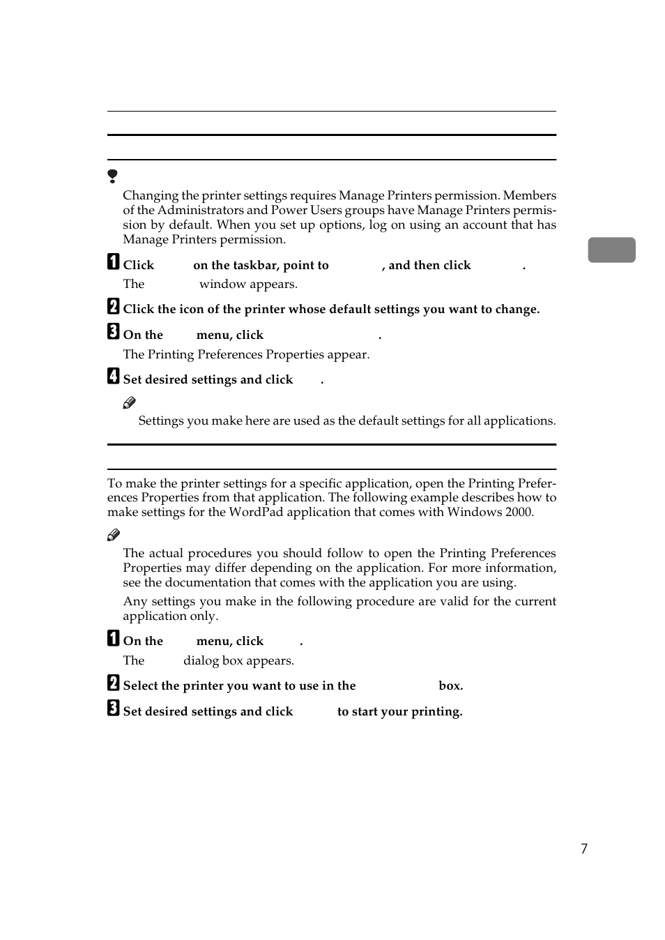 Making printer settings from an application | Ricoh AP306 User Manual | Page 19 / 144