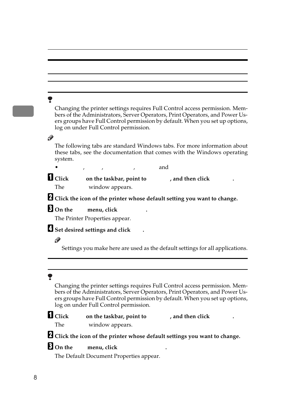 Windows nt 4.0 - accessing the printer properties | Ricoh AP306 User Manual | Page 20 / 144