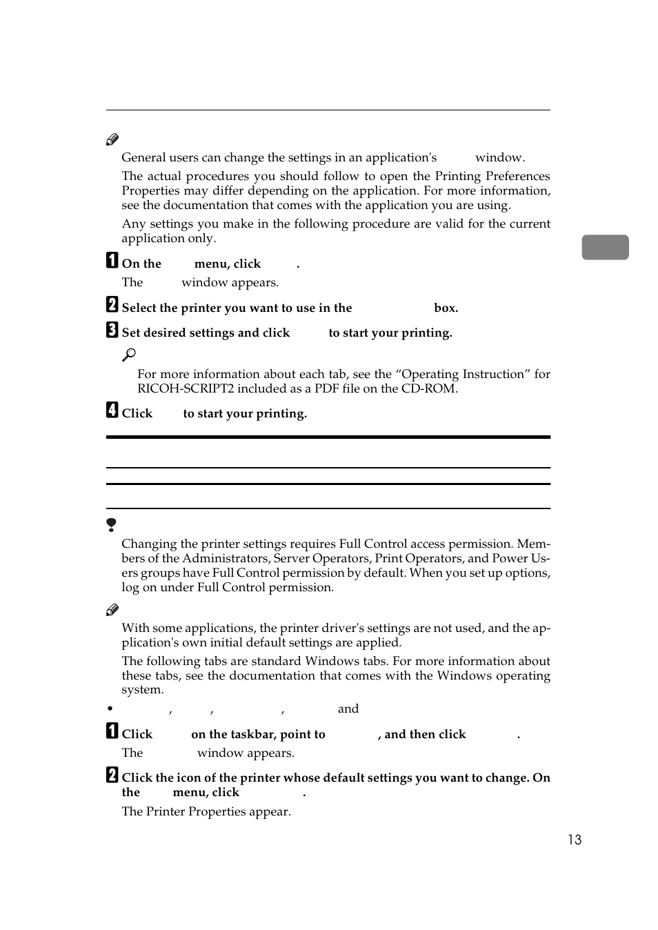 Windows nt 4.0 - accessing the printer properties | Ricoh AP306 User Manual | Page 25 / 144