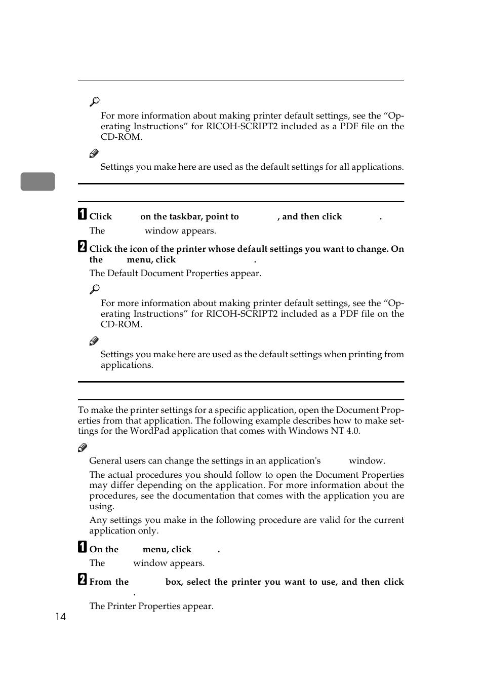 Making printer settings from an application | Ricoh AP306 User Manual | Page 26 / 144