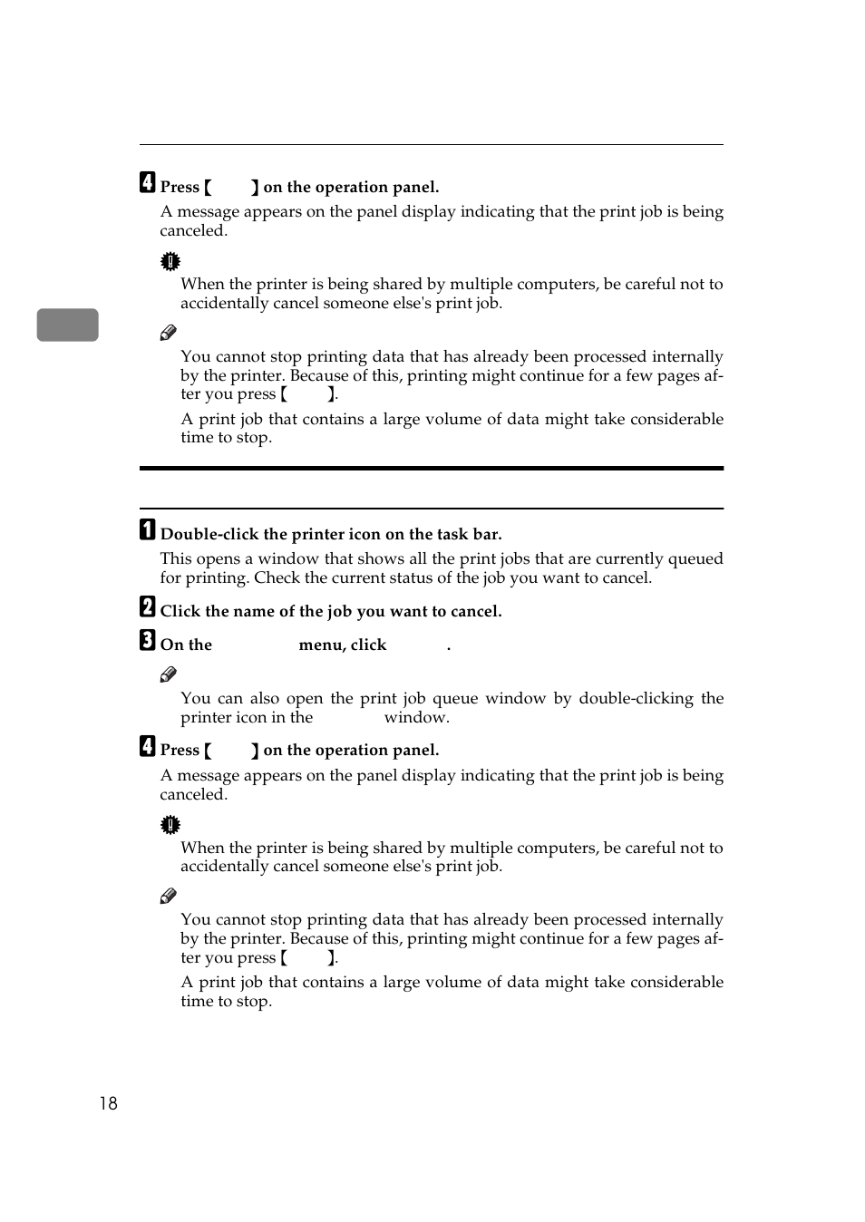 Windows nt 4.0 - canceling a print job | Ricoh AP306 User Manual | Page 30 / 144