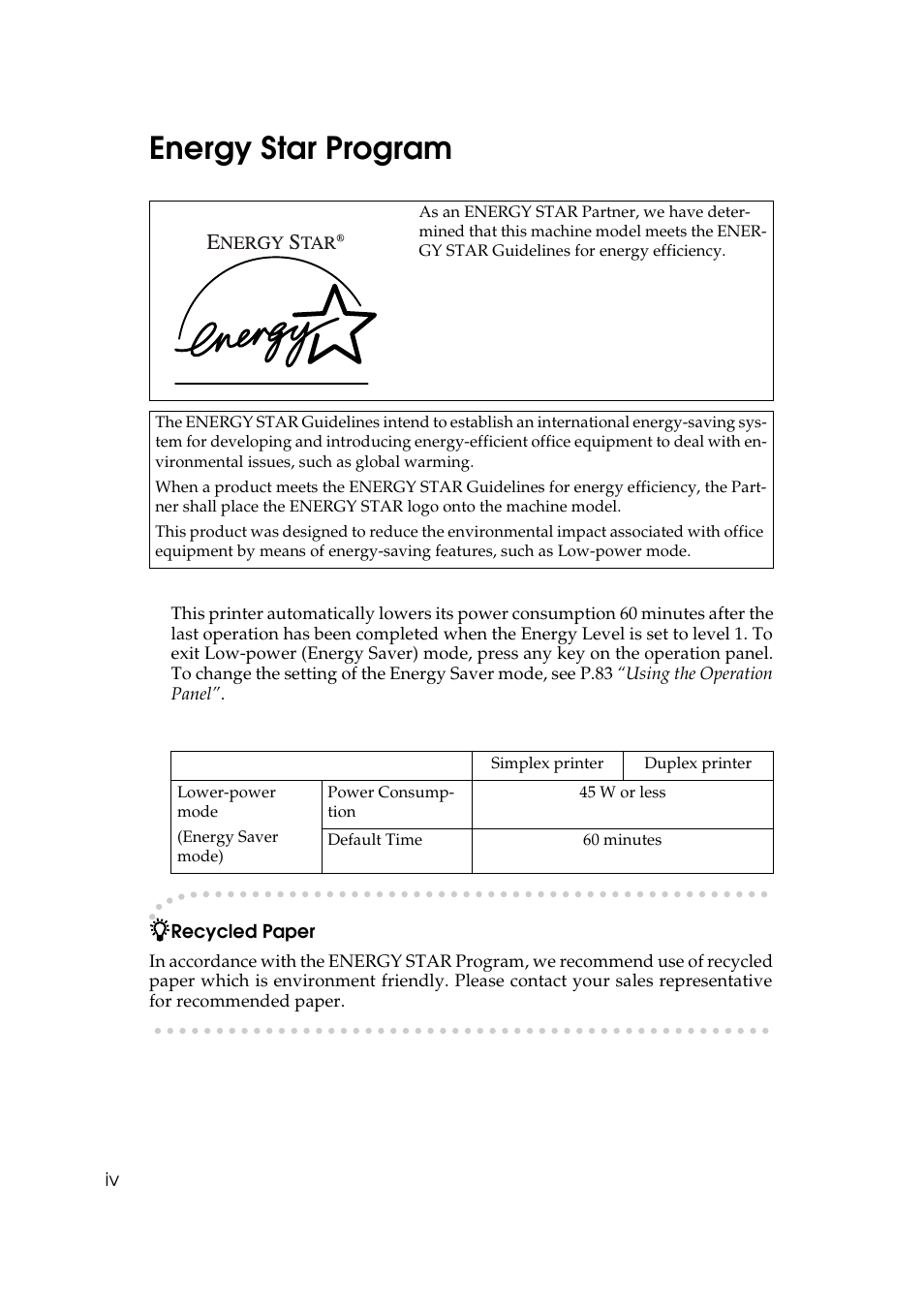 Energy star program | Ricoh AP306 User Manual | Page 6 / 144