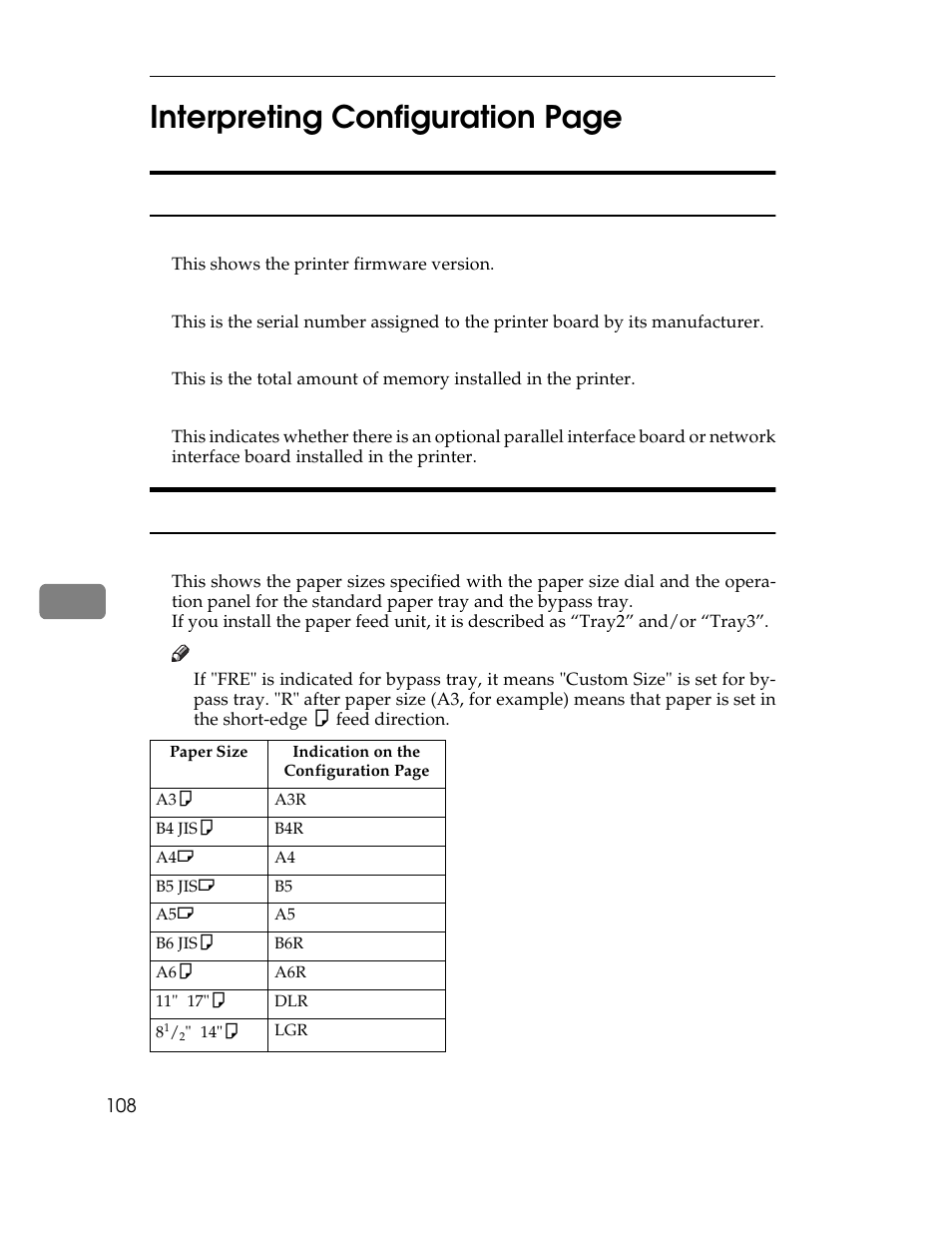 Reference, Printer information, Reference printer information | 7interpreting configuration page | Ricoh AP305 User Manual | Page 138 / 156
