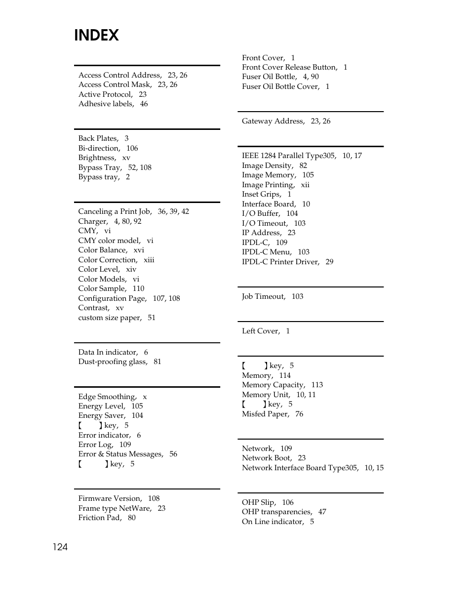 Index | Ricoh AP305 User Manual | Page 154 / 156