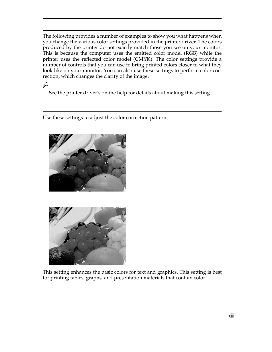 Color adjustments using the printer driver, Color correction | Ricoh AP305 User Manual | Page 21 / 156