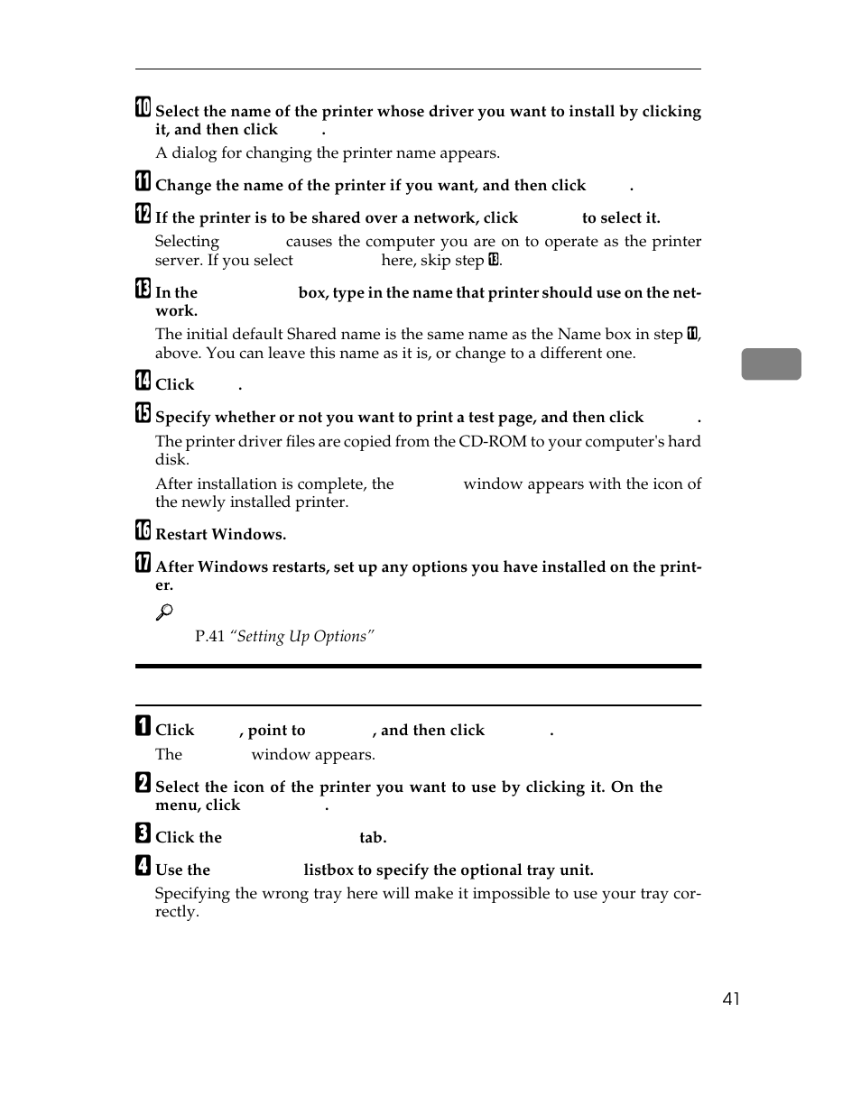 Setting up options, P.41 “setting up op, Tions | Ricoh AP305 User Manual | Page 71 / 156