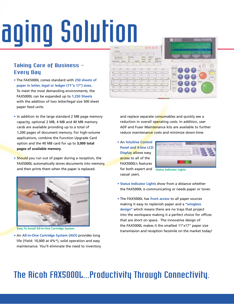 Aging solution, Taking care of business - every day | Ricoh FAX5000L User Manual | Page 4 / 6