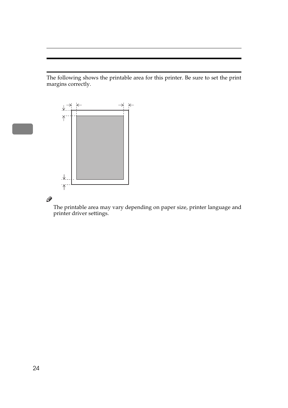 Printable area | Ricoh AP505 User Manual | Page 42 / 80