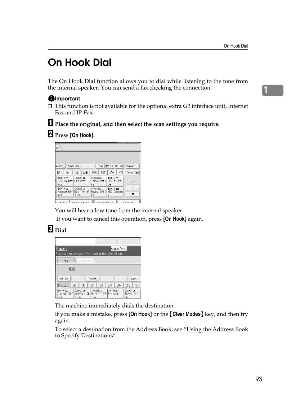 On hook dial, 1on hook dial | Ricoh 7500 User Manual | Page 103 / 292