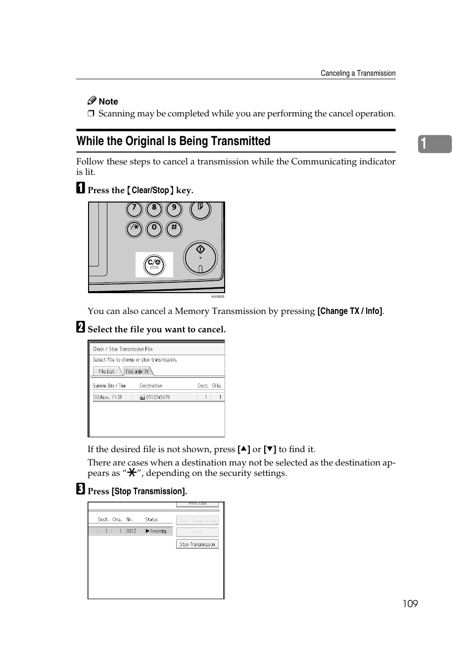 While the original is being transmitted | Ricoh 7500 User Manual | Page 119 / 292