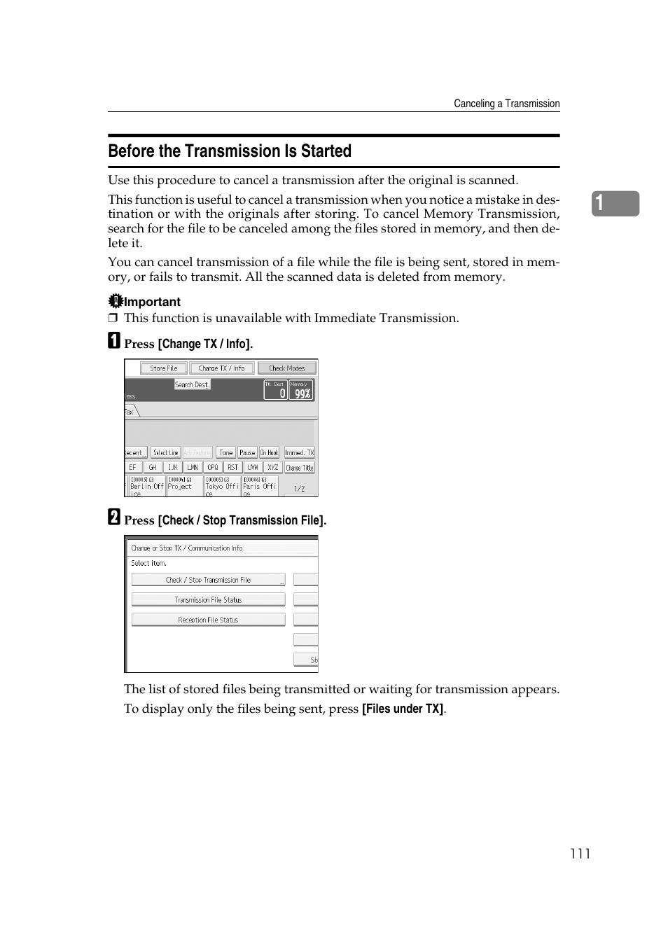 Before the transmission is started | Ricoh 7500 User Manual | Page 121 / 292