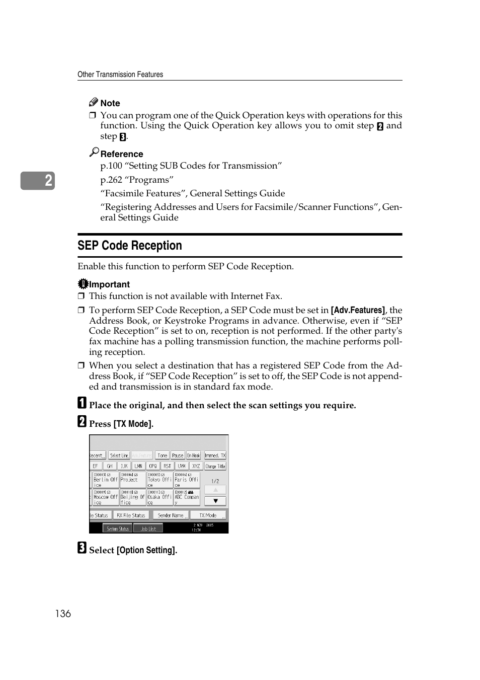Sep code reception | Ricoh 7500 User Manual | Page 146 / 292