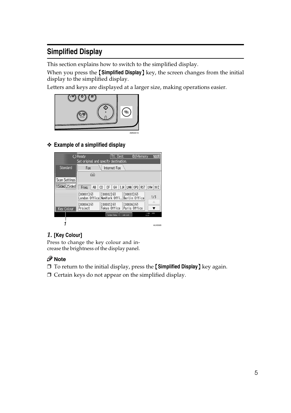 Simplified display | Ricoh 7500 User Manual | Page 15 / 292