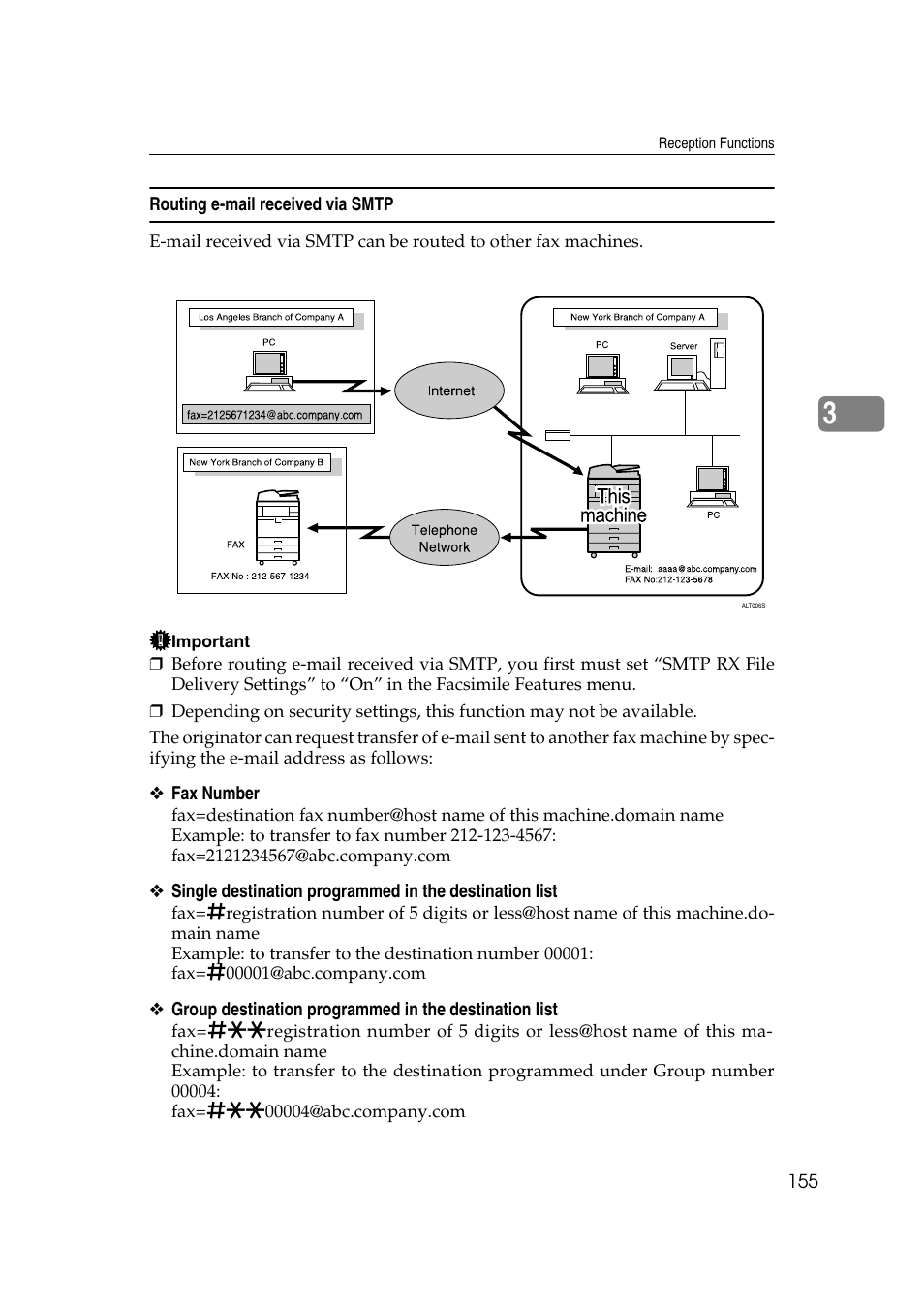 Routing e-mail received via smtp | Ricoh 7500 User Manual | Page 165 / 292