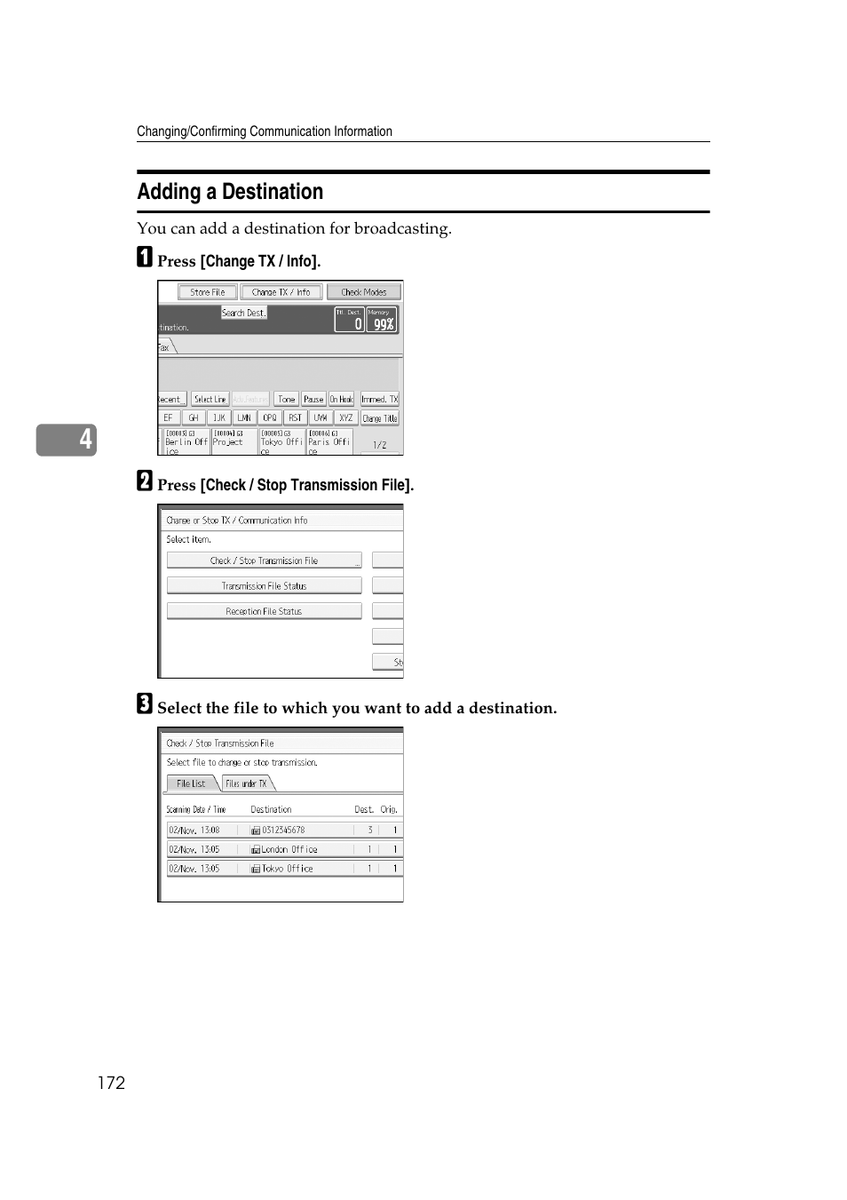 Adding a destination | Ricoh 7500 User Manual | Page 182 / 292