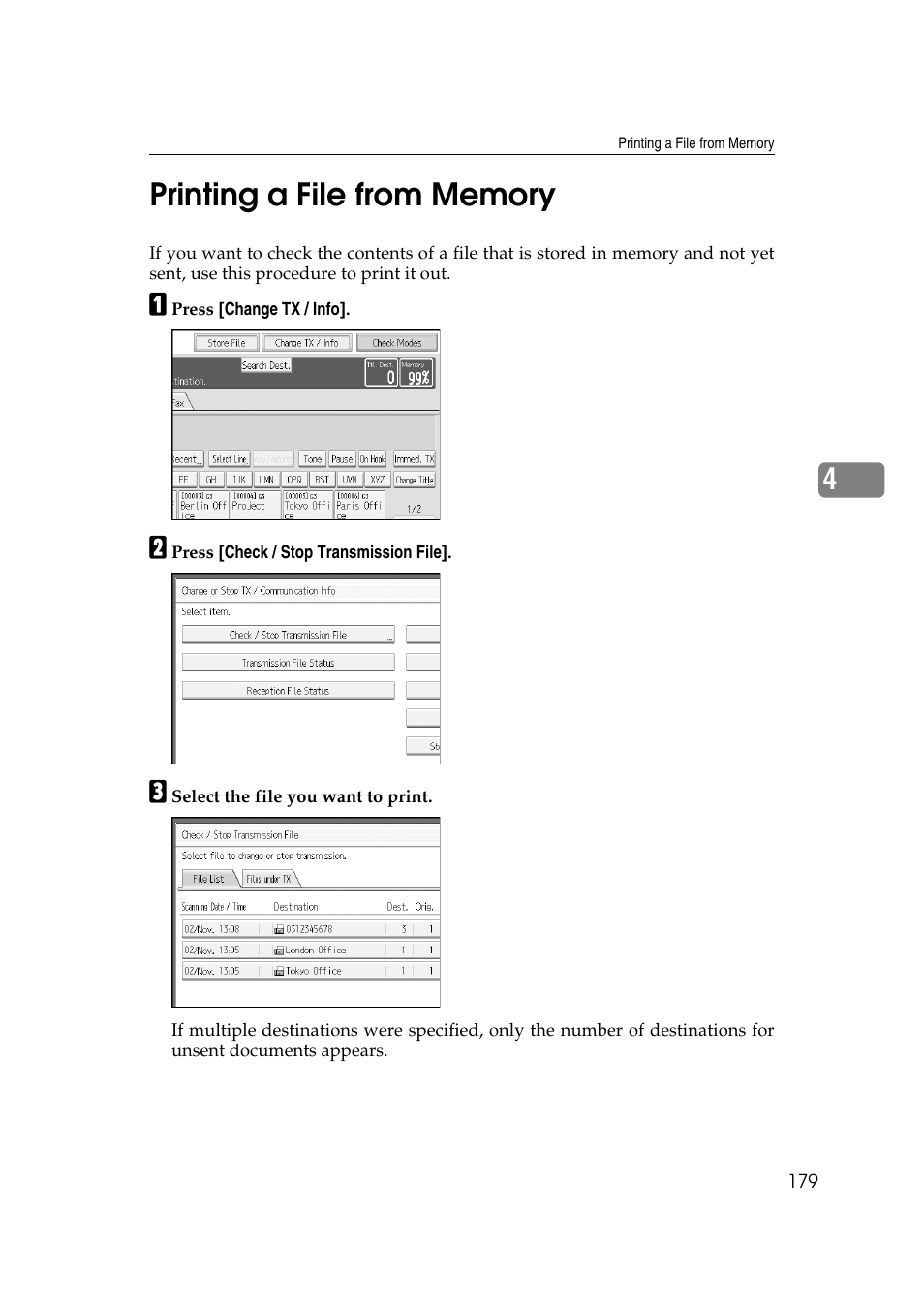 Printing a file from memory | Ricoh 7500 User Manual | Page 189 / 292