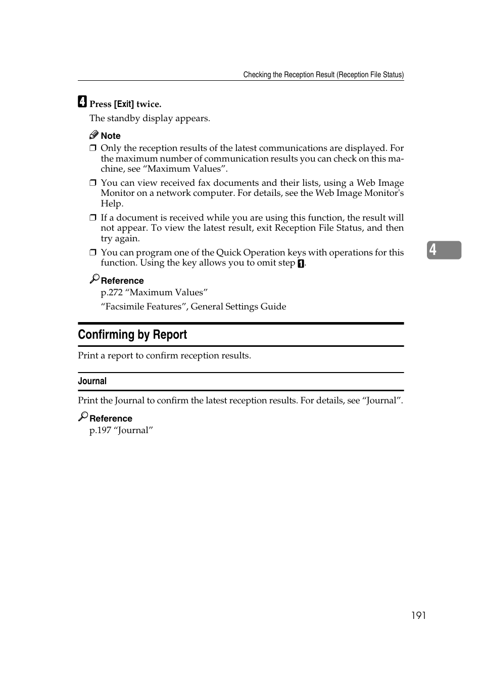 Confirming by report, Journal | Ricoh 7500 User Manual | Page 201 / 292