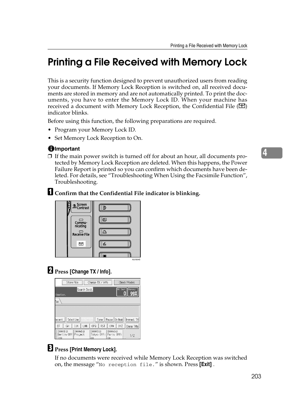 Printing a file received with memory lock | Ricoh 7500 User Manual | Page 213 / 292