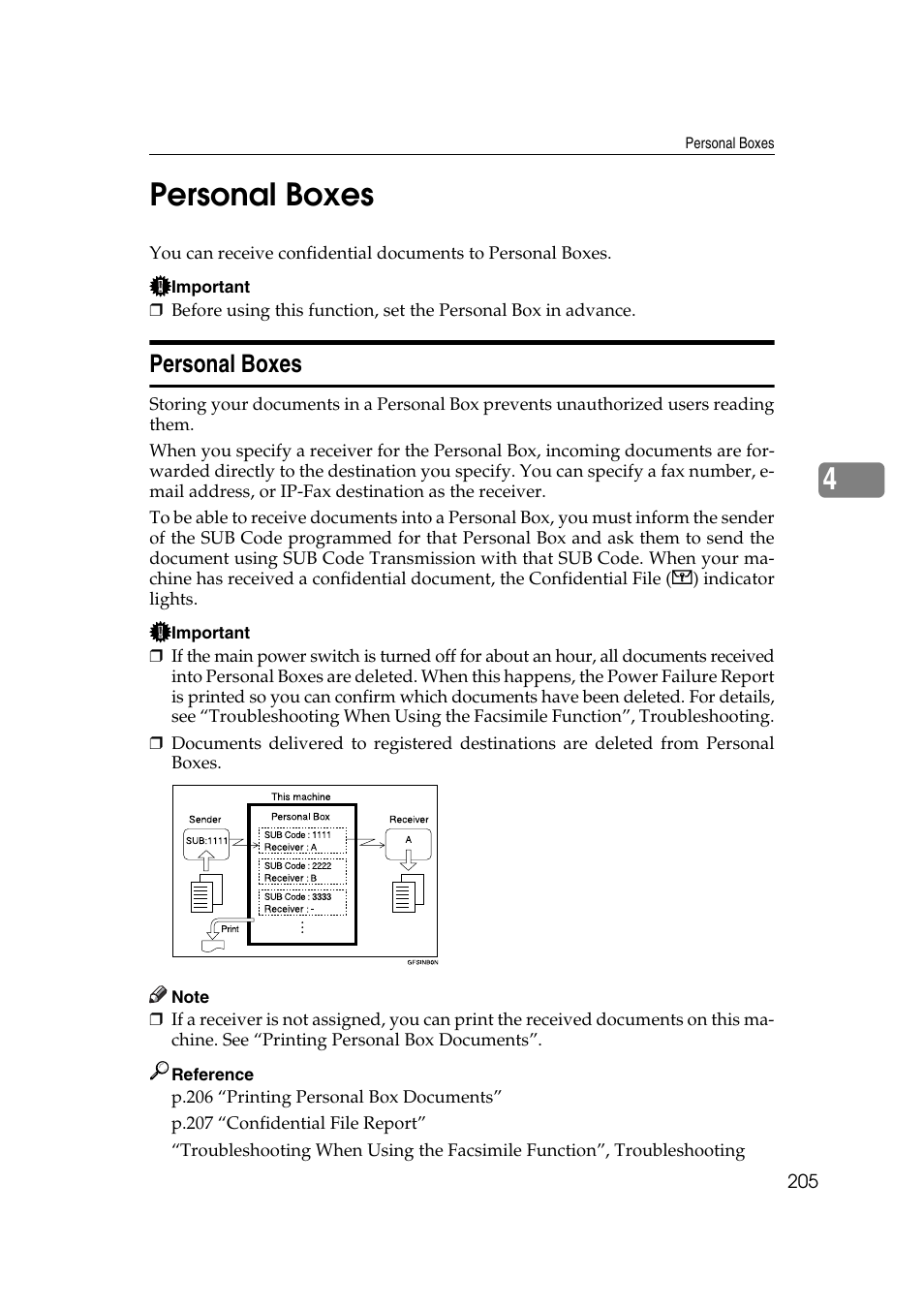 Personal boxes, 4personal boxes | Ricoh 7500 User Manual | Page 215 / 292