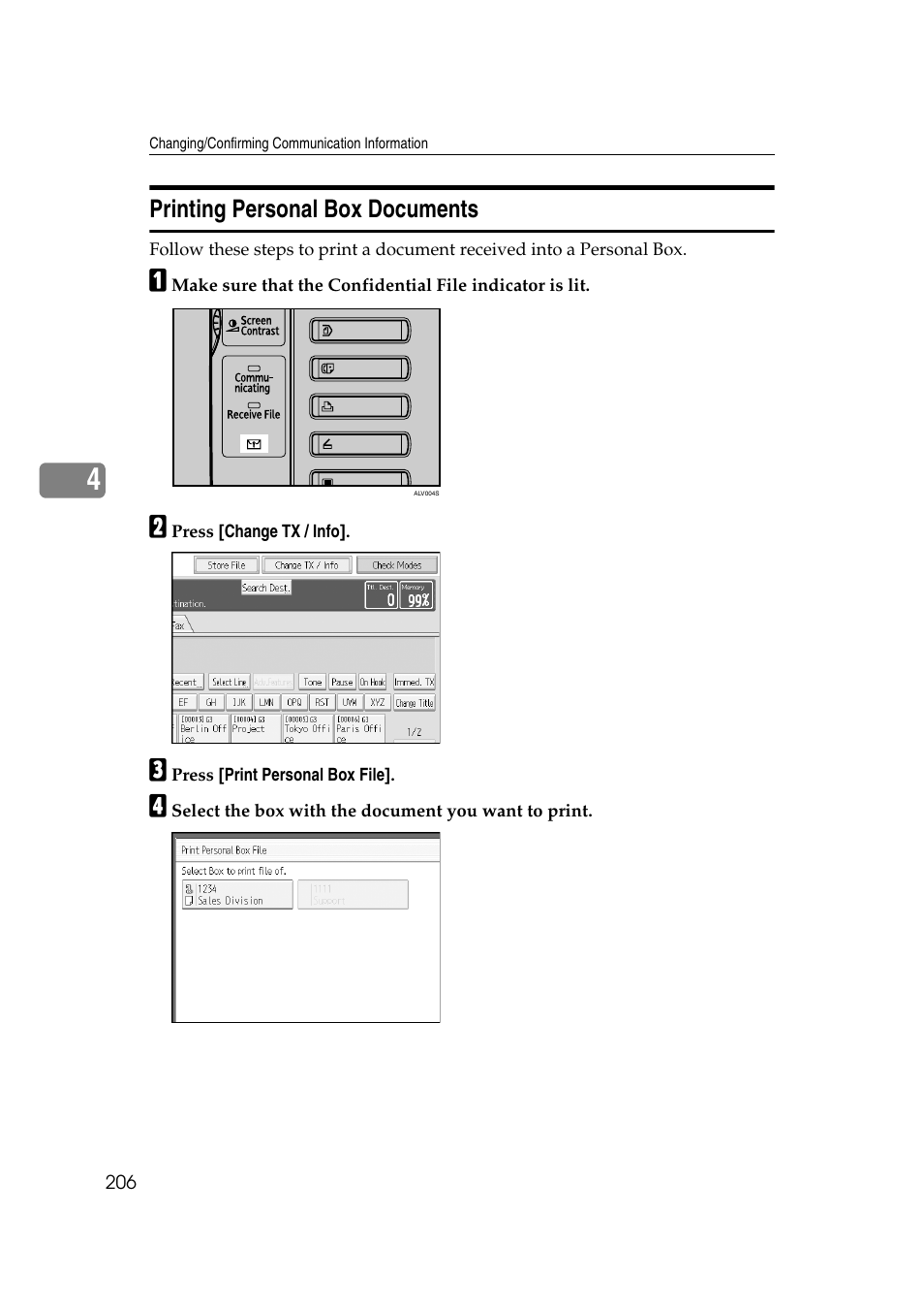 Printing personal box documents | Ricoh 7500 User Manual | Page 216 / 292