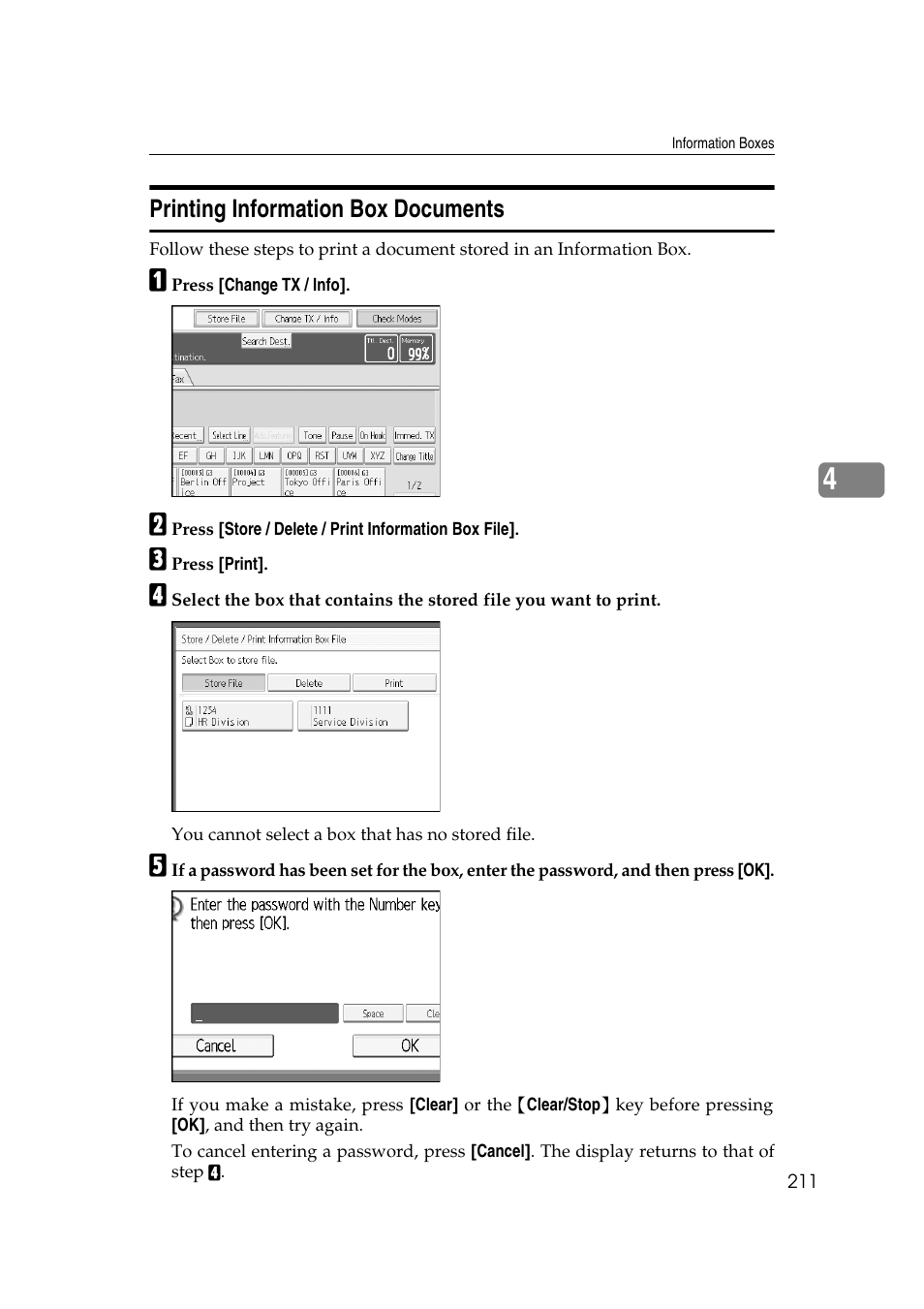Printing information box documents | Ricoh 7500 User Manual | Page 221 / 292