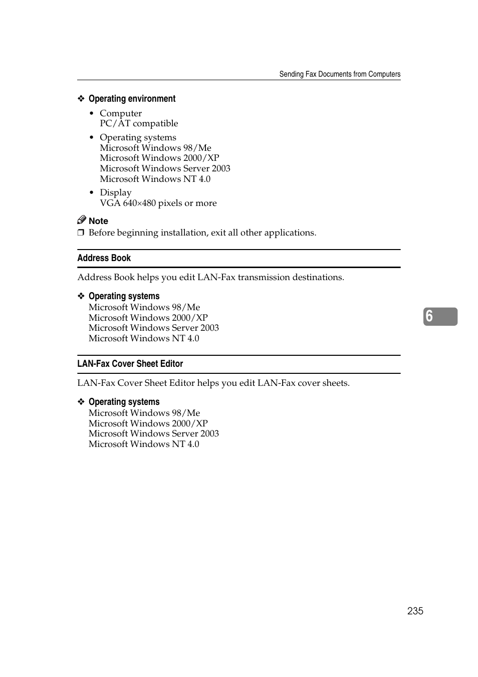 Address book, Lan-fax cover sheet editor, Address book lan-fax cover sheet editor | Ricoh 7500 User Manual | Page 245 / 292