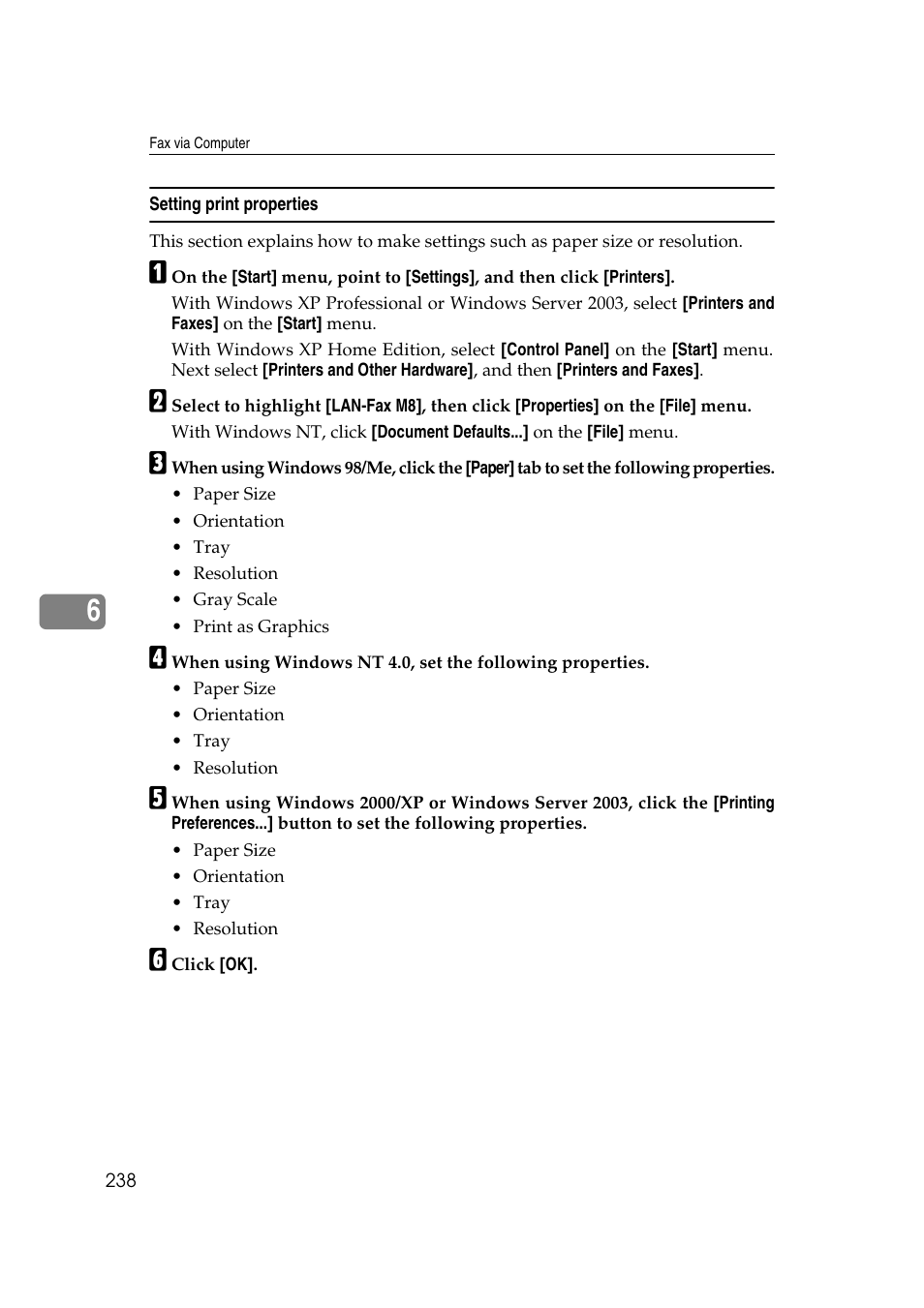 Setting print properties | Ricoh 7500 User Manual | Page 248 / 292