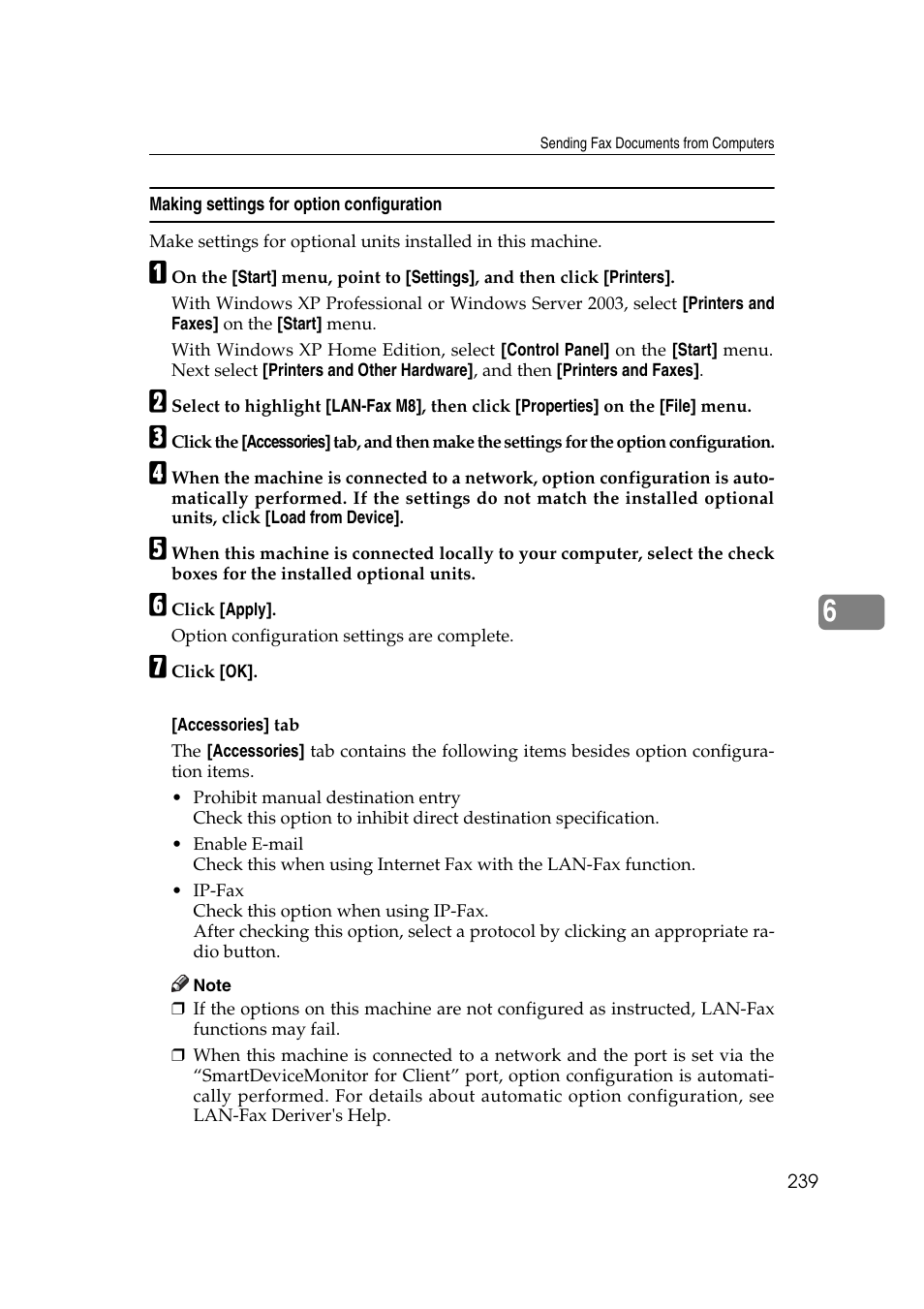 Making settings for option configuration | Ricoh 7500 User Manual | Page 249 / 292