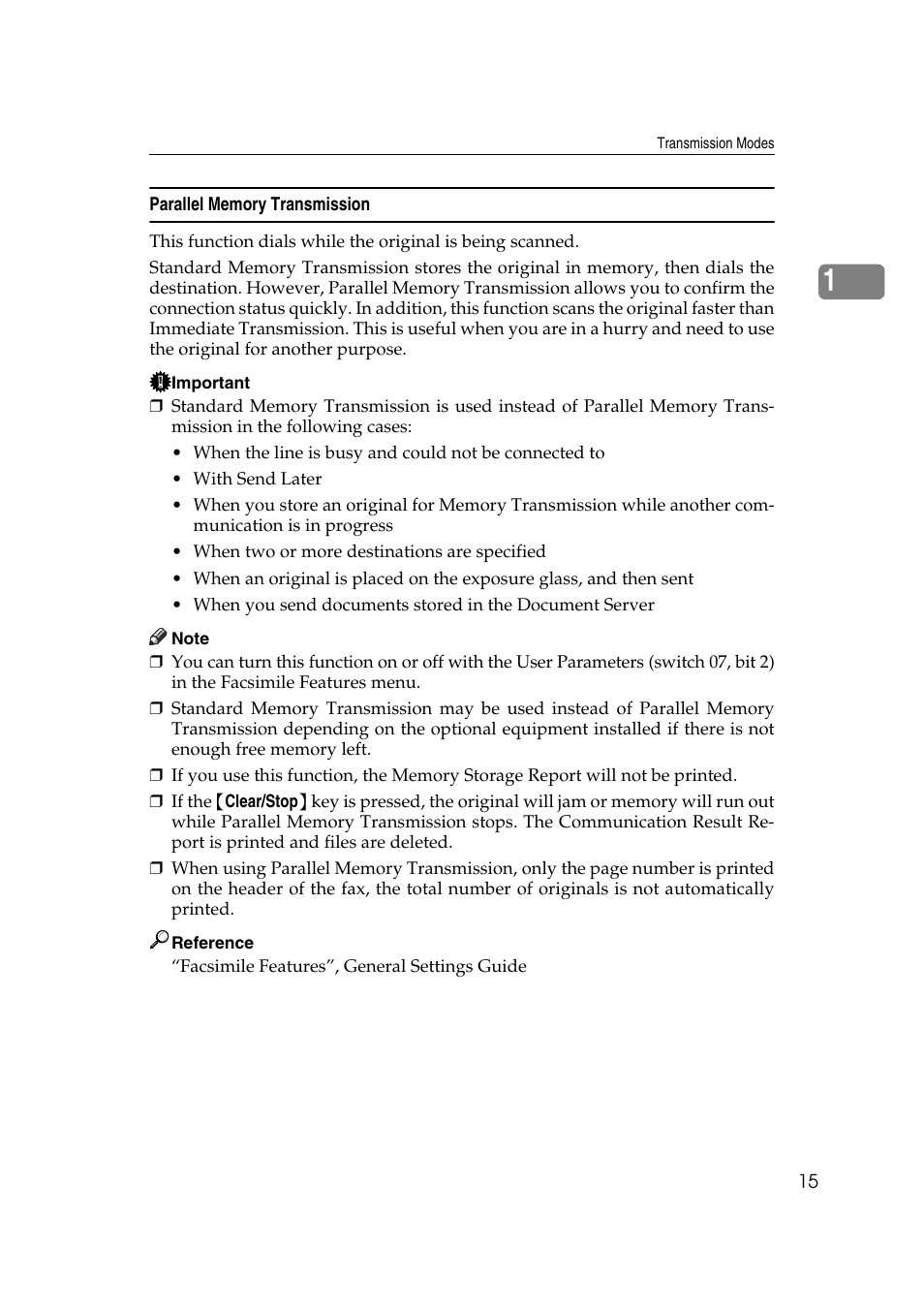 Parallel memory transmission | Ricoh 7500 User Manual | Page 25 / 292