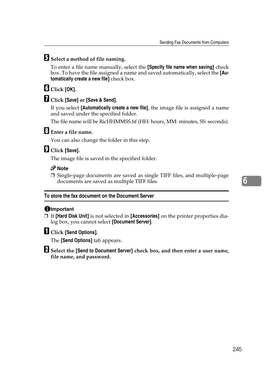To store the fax document on the document server | Ricoh 7500 User Manual | Page 255 / 292