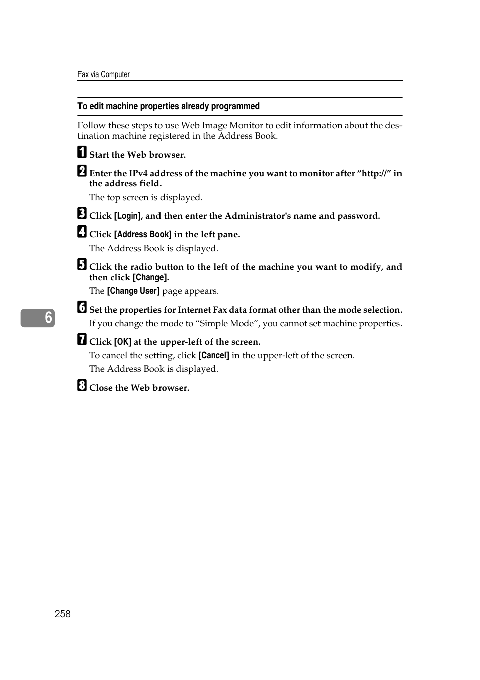 To edit machine properties already programmed | Ricoh 7500 User Manual | Page 268 / 292