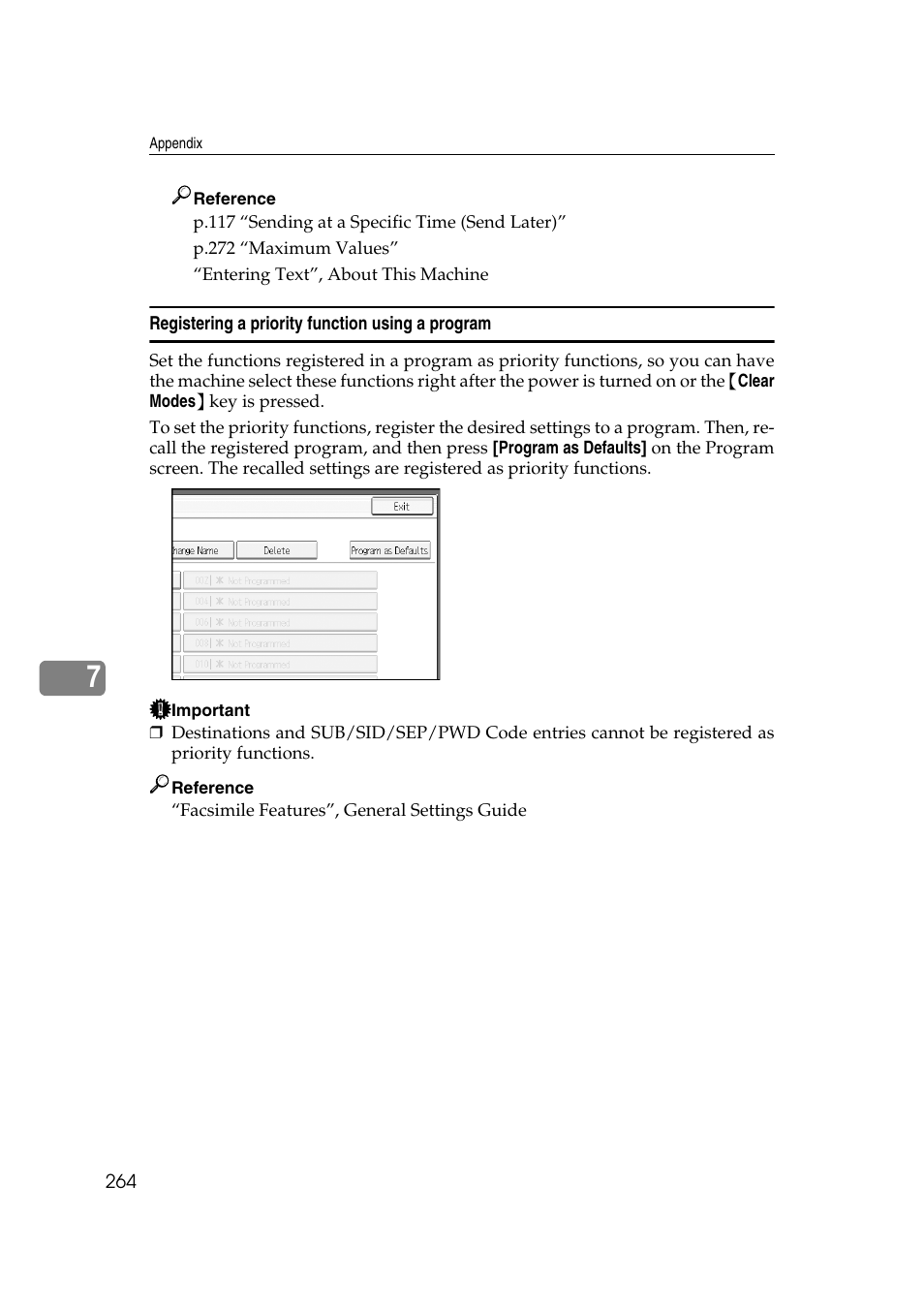 Registering a priority function using a program | Ricoh 7500 User Manual | Page 274 / 292