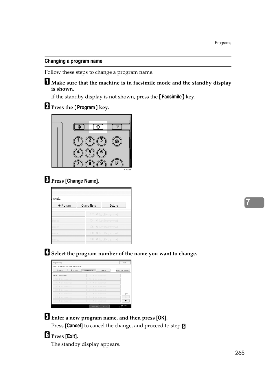 Changing a program name | Ricoh 7500 User Manual | Page 275 / 292