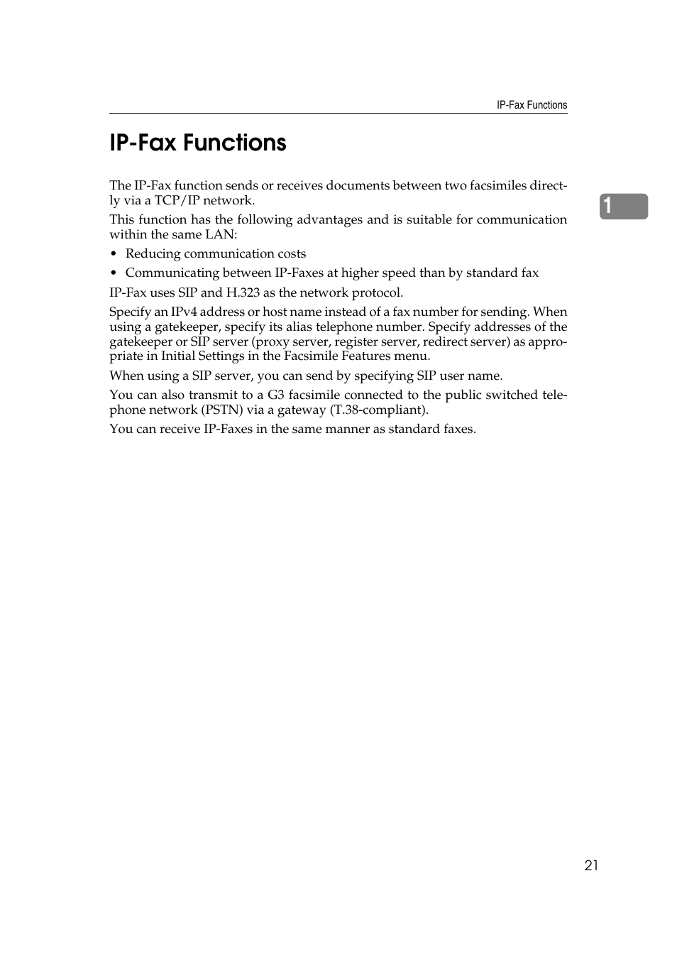 Ip-fax functions, 1ip-fax functions | Ricoh 7500 User Manual | Page 31 / 292