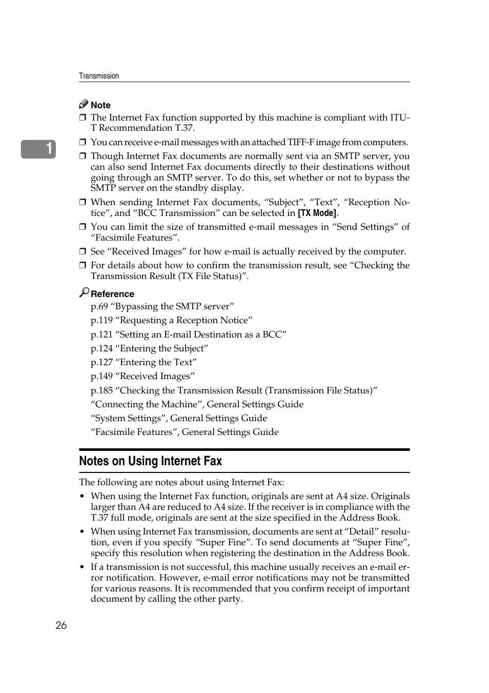 Notes on using internet fax | Ricoh 7500 User Manual | Page 36 / 292