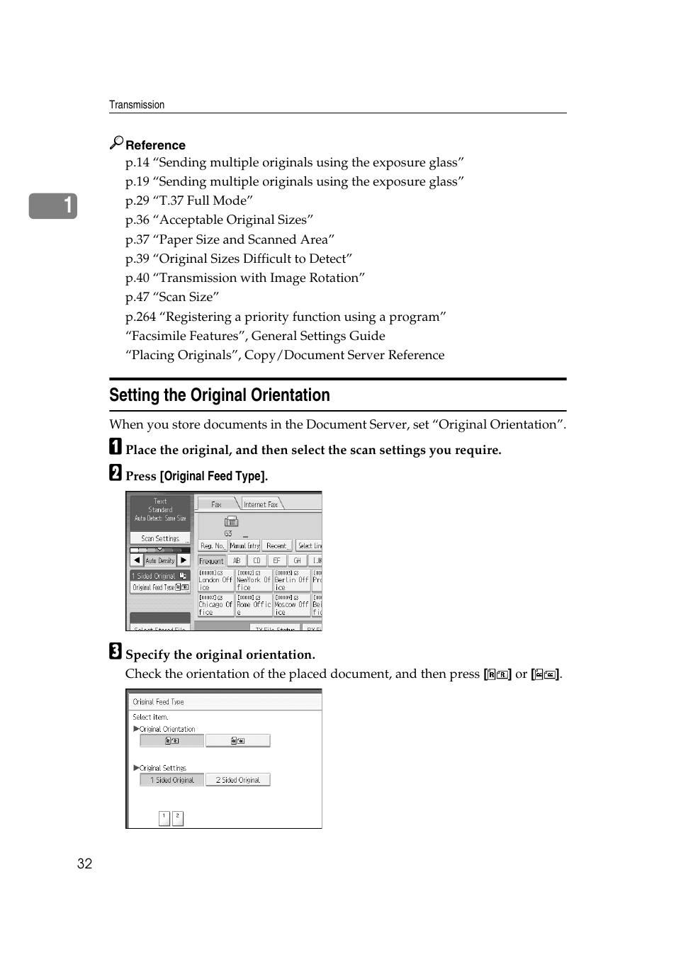 Setting the original orientation | Ricoh 7500 User Manual | Page 42 / 292