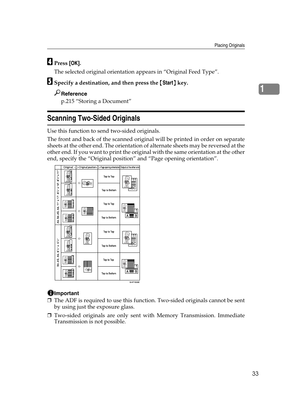 Scanning two-sided originals | Ricoh 7500 User Manual | Page 43 / 292