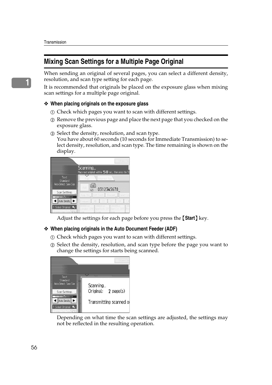 Mixing scan settings for a multiple page original | Ricoh 7500 User Manual | Page 66 / 292