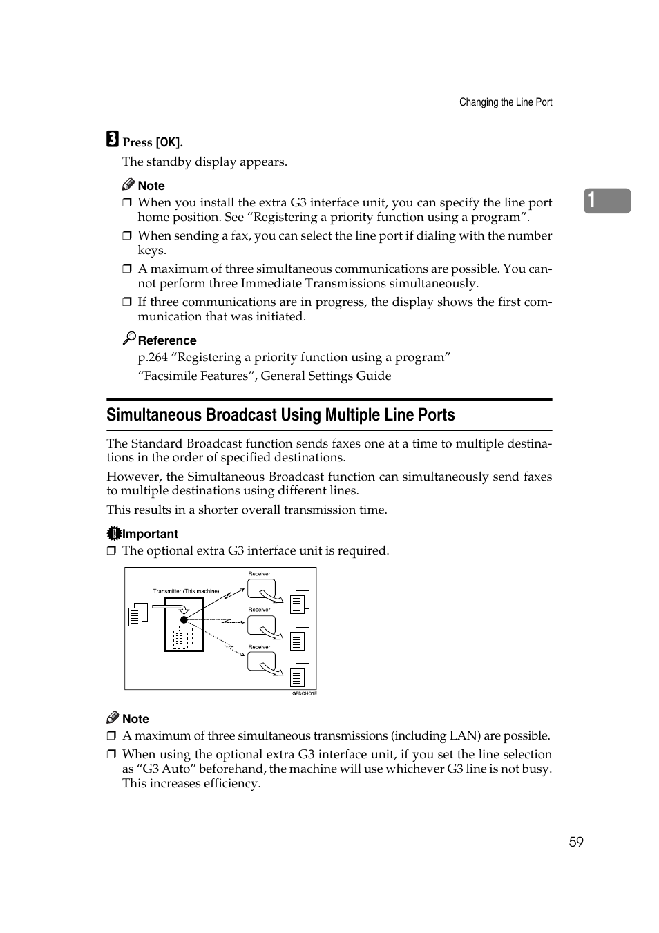 Simultaneous broadcast using multiple line ports | Ricoh 7500 User Manual | Page 69 / 292