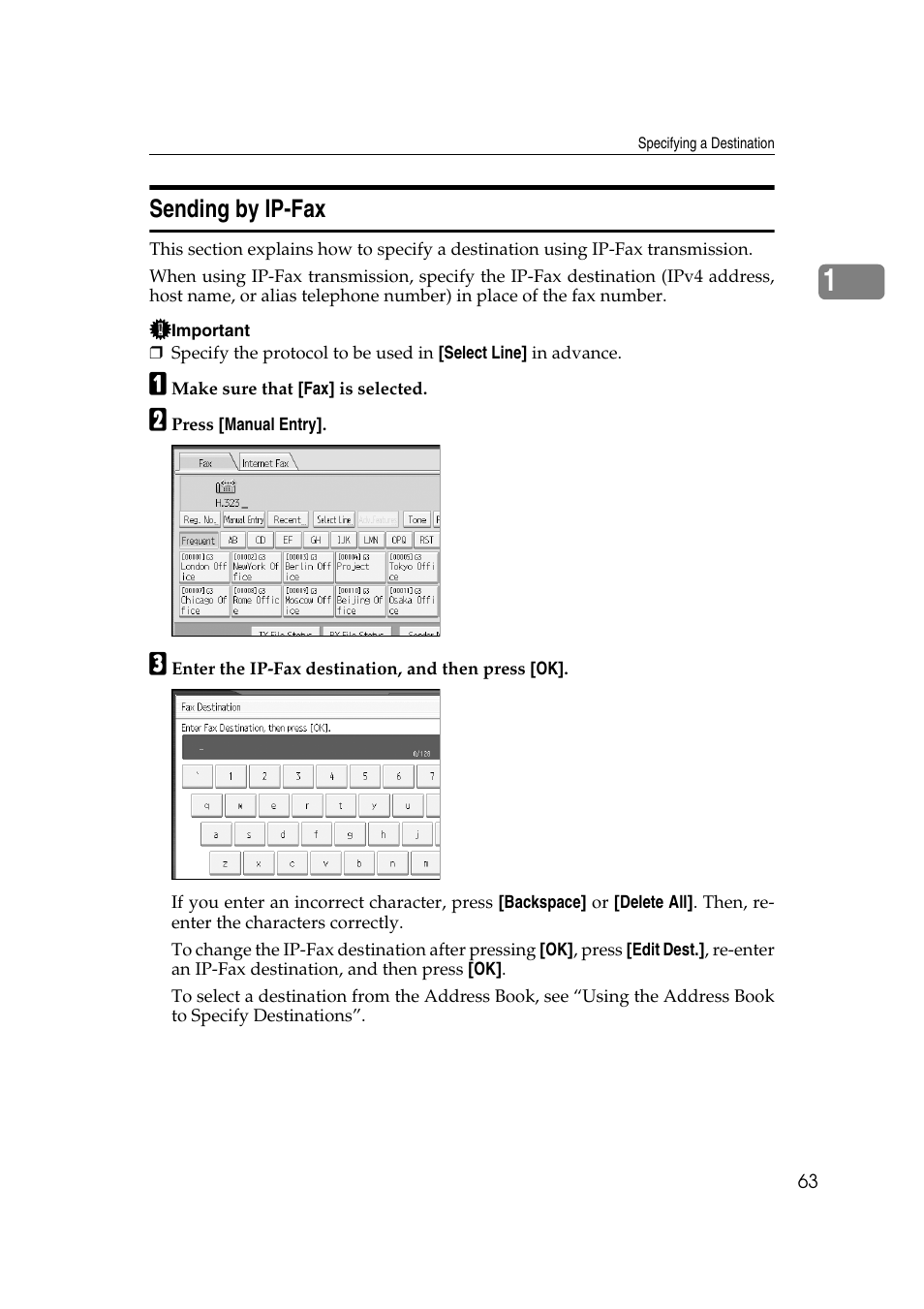 Sending by ip-fax, P.63 “sending by ip-fax | Ricoh 7500 User Manual | Page 73 / 292