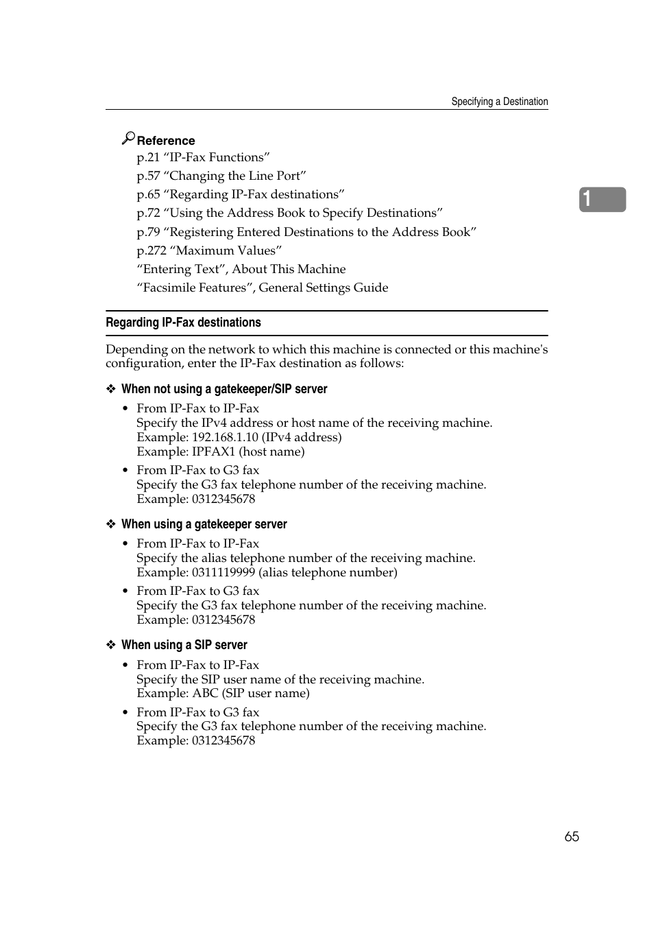Regarding ip-fax destinations | Ricoh 7500 User Manual | Page 75 / 292